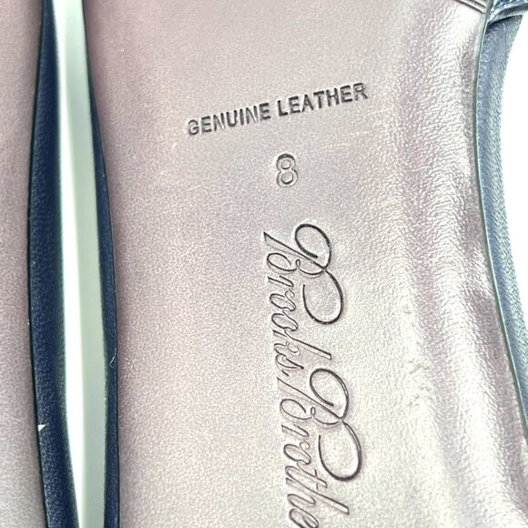 Brooks Brothers Size 8 Navy Blue Leather Pointed Toe D'Orsay Flats Shoes - Picture 13 of 13